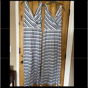 Amelia James ankle maxi dress, blue and white striped size Medium